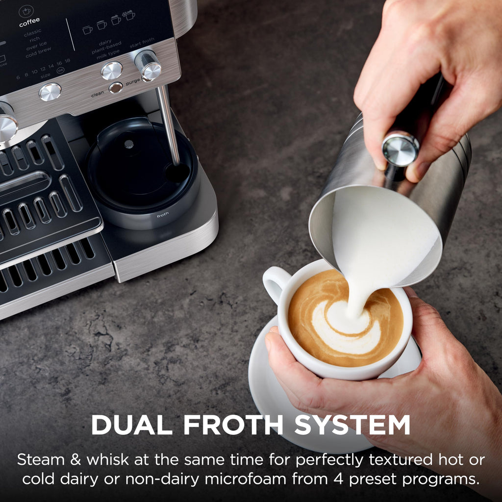 Ninja Luxe Café 3-in-1 Espresso, Drip Coffee and Cold Brew Machine | Integrated Coffee Grinder, Milk Frother, Assisted Tamper & Built-In Espresso Accessory Storage | Stainless Steel | ES601