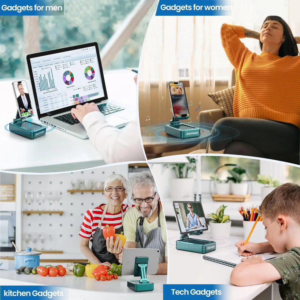 Cell Phone Stand with Wireless Bluetooth Speaker and Anti-Slip Base HD Surround Sound Perfect for Home and Outdoors with Bluetooth Speaker for Desk Compatible with iPhone/ipad/Samsung Galaxy - Unique Gift Market