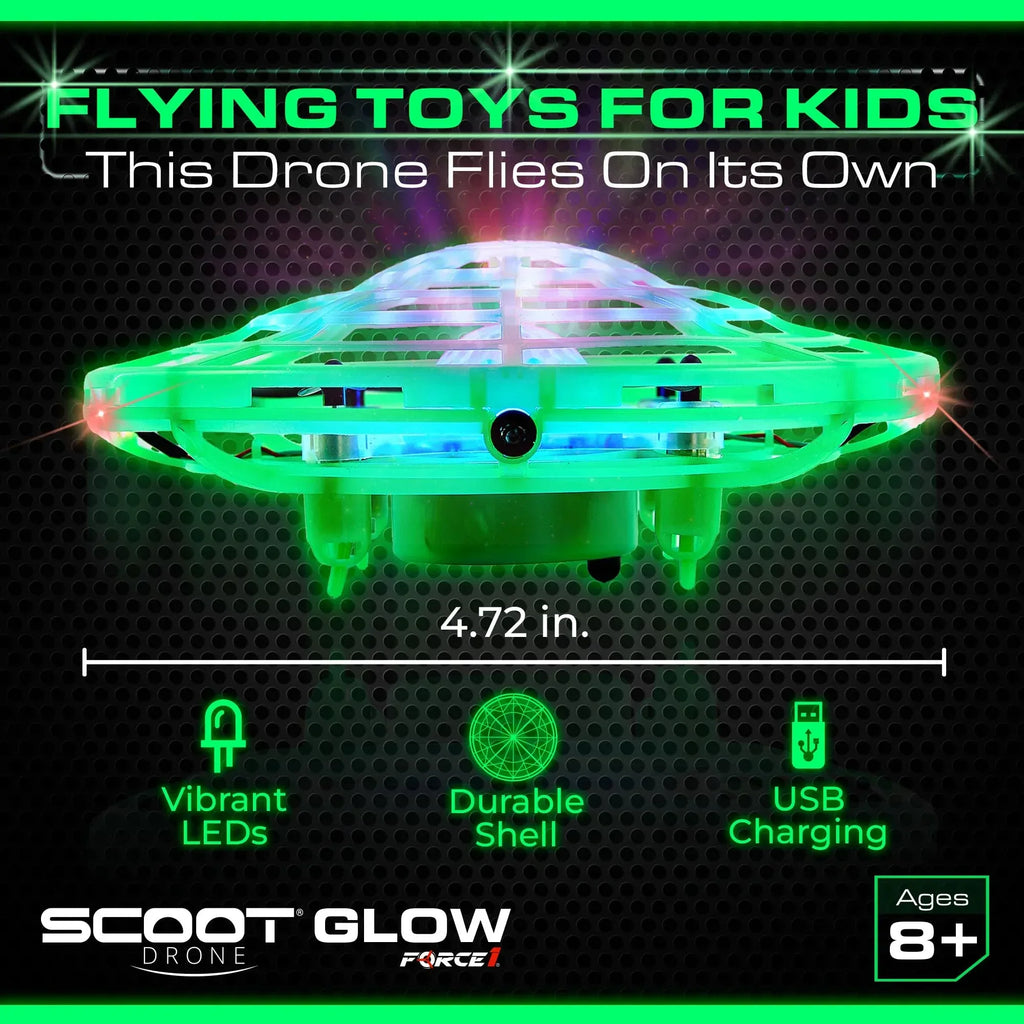 Force1 Scoot Hand Operated Drone for Kids or Adults - Hands Free Motion Sensor Mini Drones, Easy LED Indoor Rechargeable UFO Toy Flying Orb Ball Drone Toys for Boys and Girls (Blue) - Unique Gift Market
