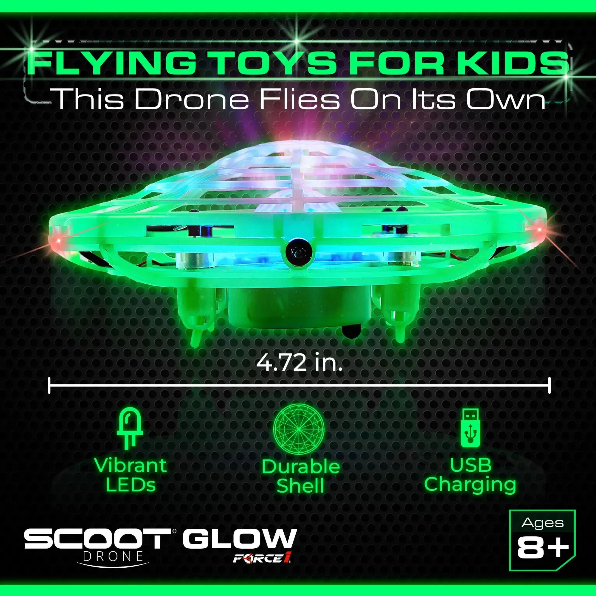 Force1 Scoot Hand Operated Drone for Kids or Adults - Hands Free Motion Sensor Mini Drones, Easy LED Indoor Rechargeable UFO Toy Flying Orb Ball Drone Toys for Boys and Girls (Blue) - Unique Gift Market