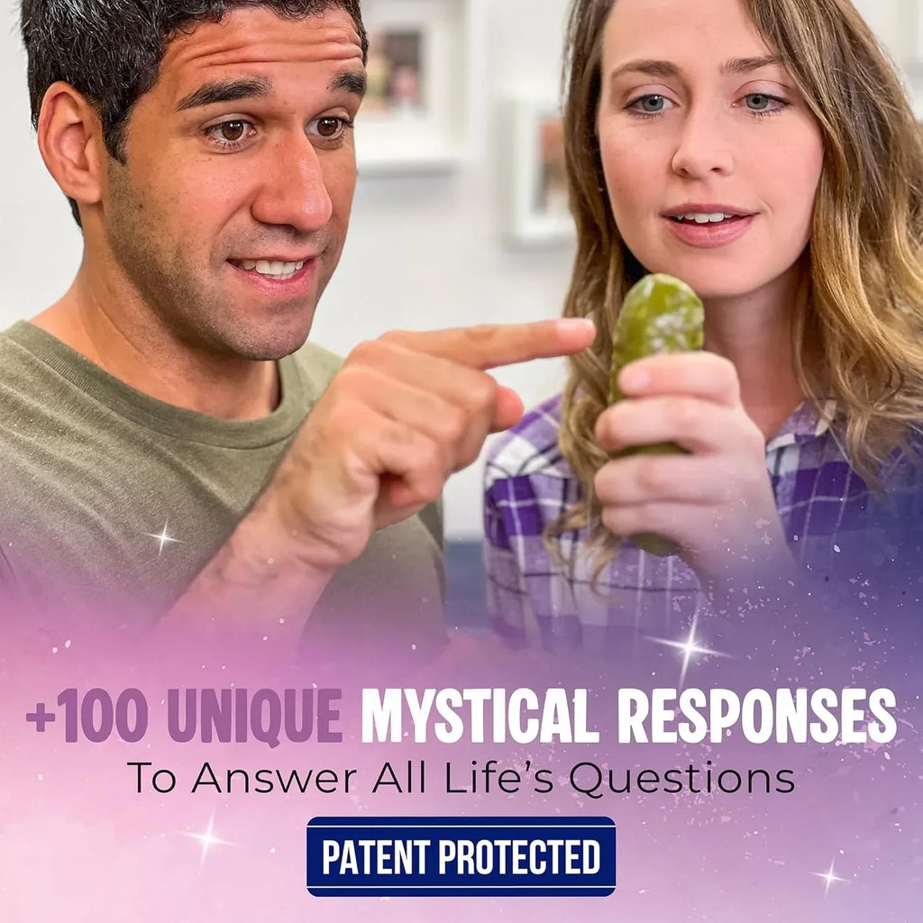 Mystic Pickle - Magic Fortune Teller with +100 Witty Responses - Unveiling The Briny Secrets of The Universe - Endless Entertainment with Friends, Family, Classroom Students - Best Novelty Gag Gift! - Unique Gift Market
