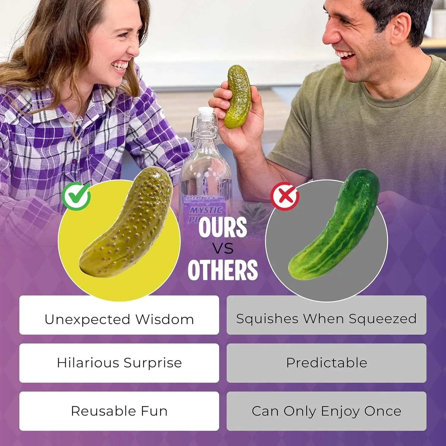Mystic Pickle - Magic Fortune Teller with +100 Witty Responses - Unveiling The Briny Secrets of The Universe - Endless Entertainment with Friends, Family, Classroom Students - Best Novelty Gag Gift! - Unique Gift Market