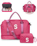 Birthday Gift-Initial Duffle Bag with Shoe Compartment, Personalized Weekender Bag, Monogram Overnight Bag for Women with Trolley Sleeve & Wet Pocket, Travel Bag with Makeup Bag (Letter K) - Unique Gift Market
