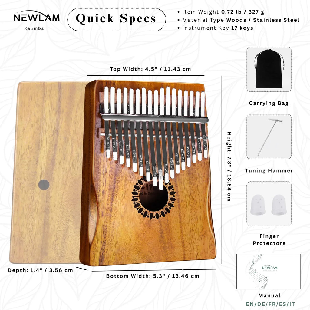 Kalimba Thumb Piano 17 Keys, Portable Mbira Finger Piano Gifts for Kids and Adults Beginners - Unique Gift Market