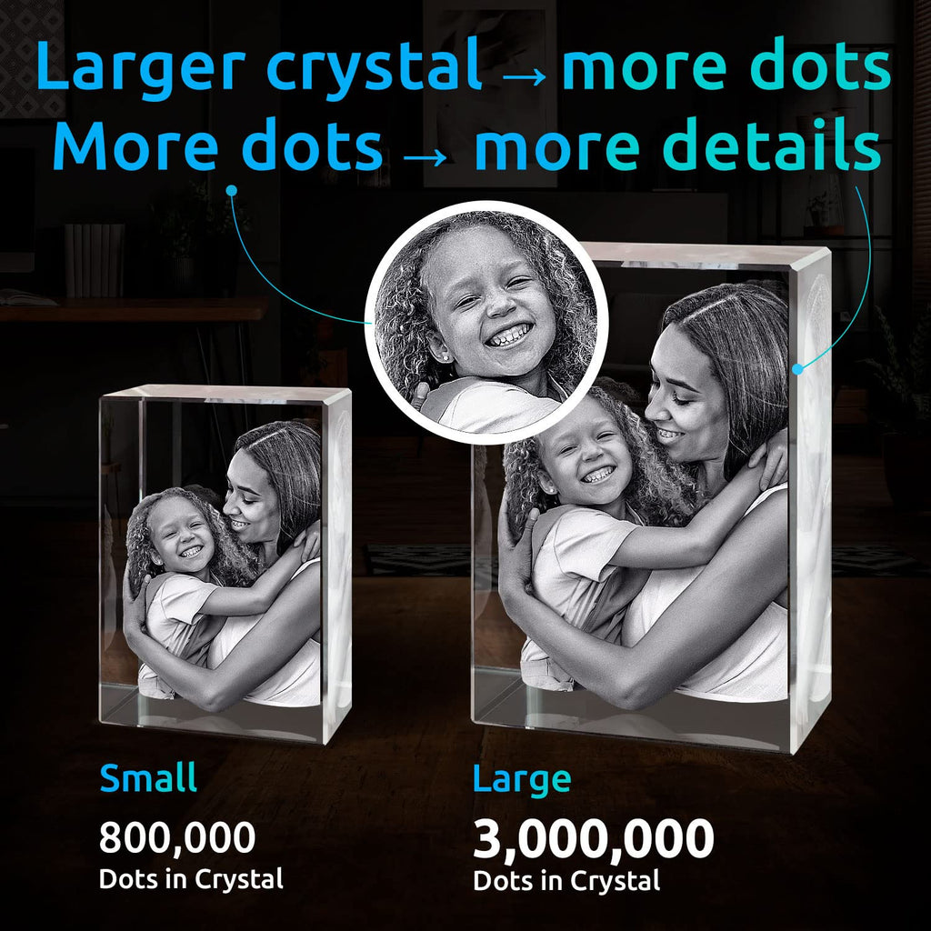 ArtPix 3D Crystal Photo, Valentines Day Personalized Gifts for Women, Wife, Men, Her, Him, Great V-Day Custom Gift With Your Own Photo, Customized Glass 3D Laser Etched Picture Wedding