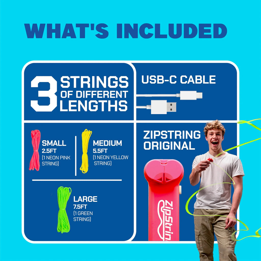 ZipString Original - As Seen on Shark Tank - Classic Rope Launcher Toy, Perfect for Kids & Adults - Fly a String Loop in The Air for Endless Tricks & Fun, Wonderment Awaits, Rock'it Red - Unique Gift Market