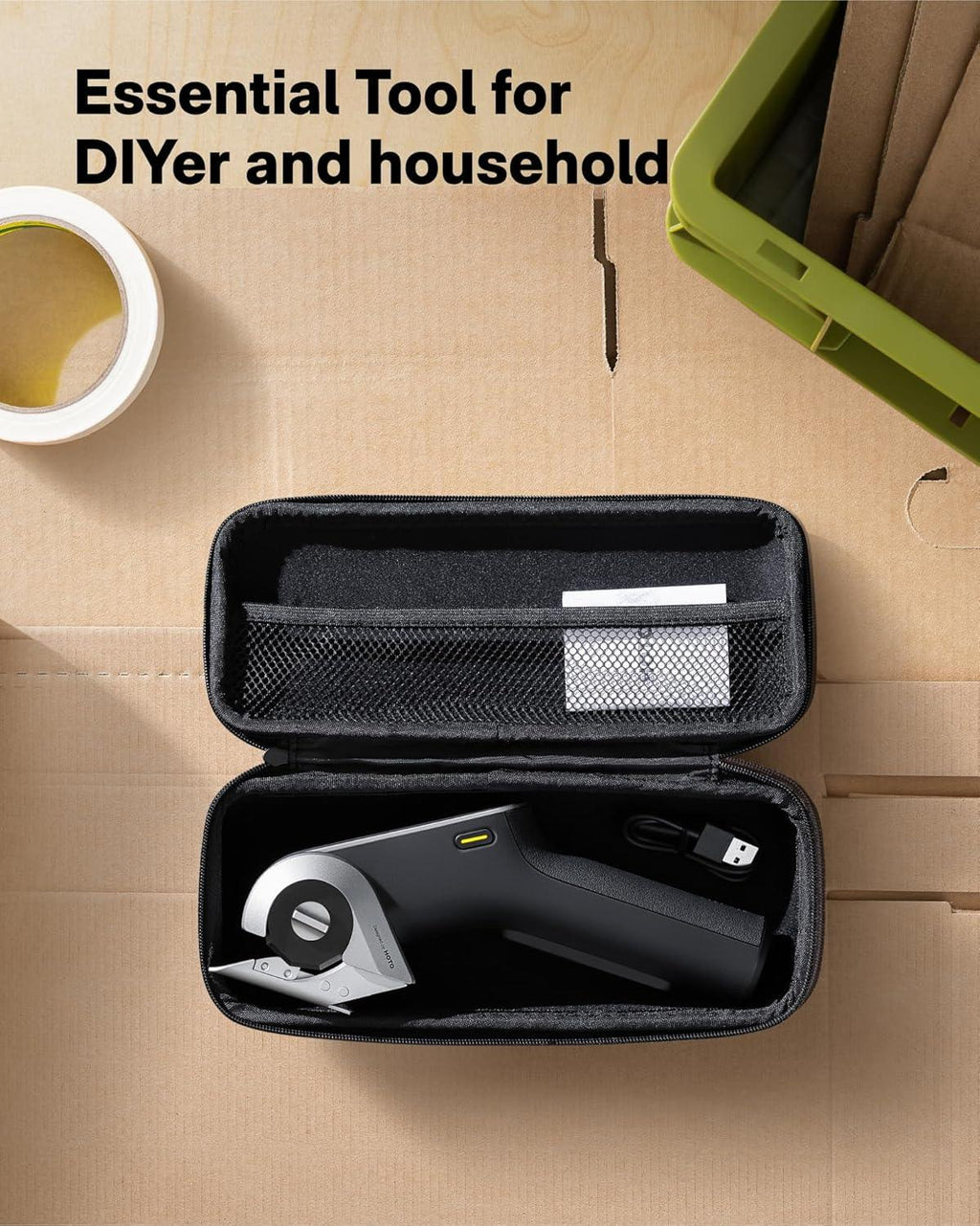 HOTO EdgeFlow Electric Cardboard Cutter, Premium USB-C Rechargeable Cordless Electric Scissors, Titanium Blade & LED Display, Tool-Free Blade Swap & Self-Sharpening, for Cardboard Box, Carpet, Leather - Unique Gift Market