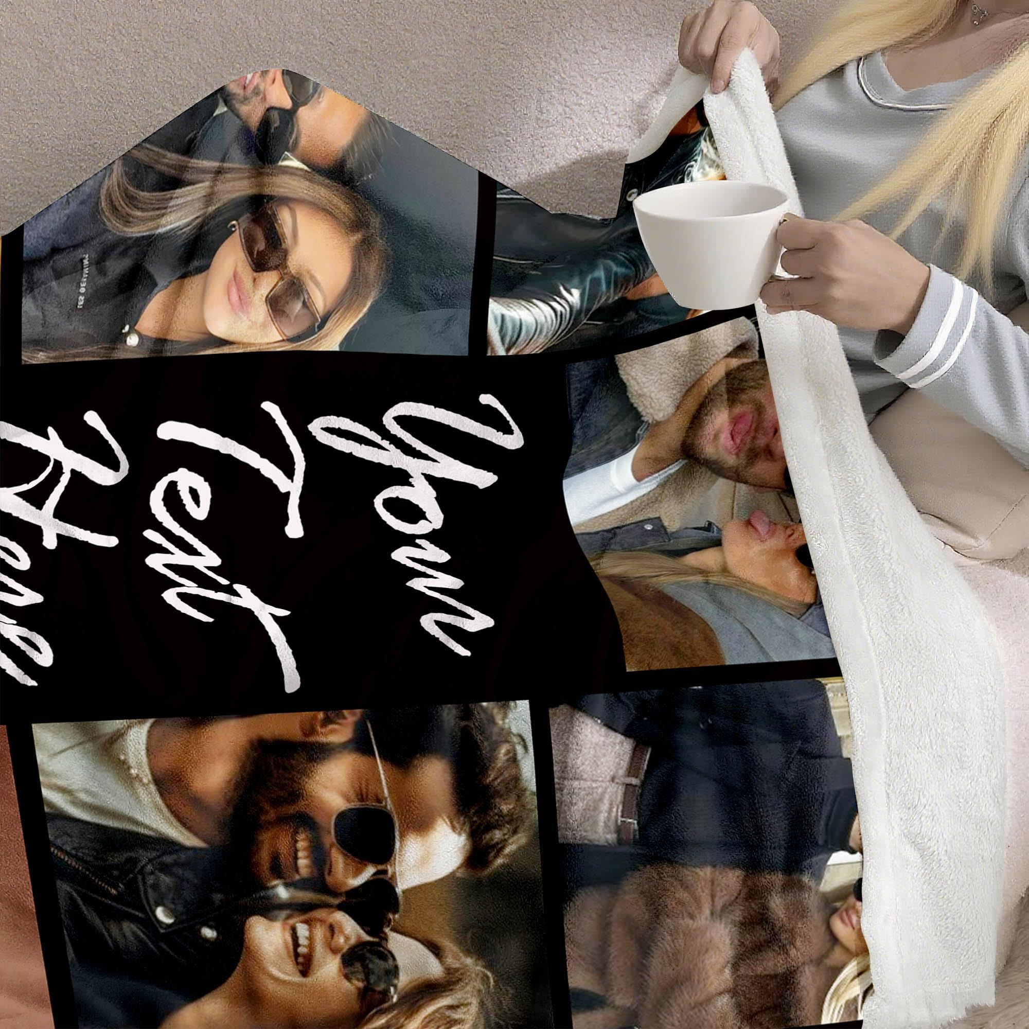DayOfShe Ships Next Day, Personalized Photo Blankets for Girlfriend Gifts Mom Gifts, Custom Wife Blankets with Picture Flannel Throw Blanket for Boyfriend Couples Gifts