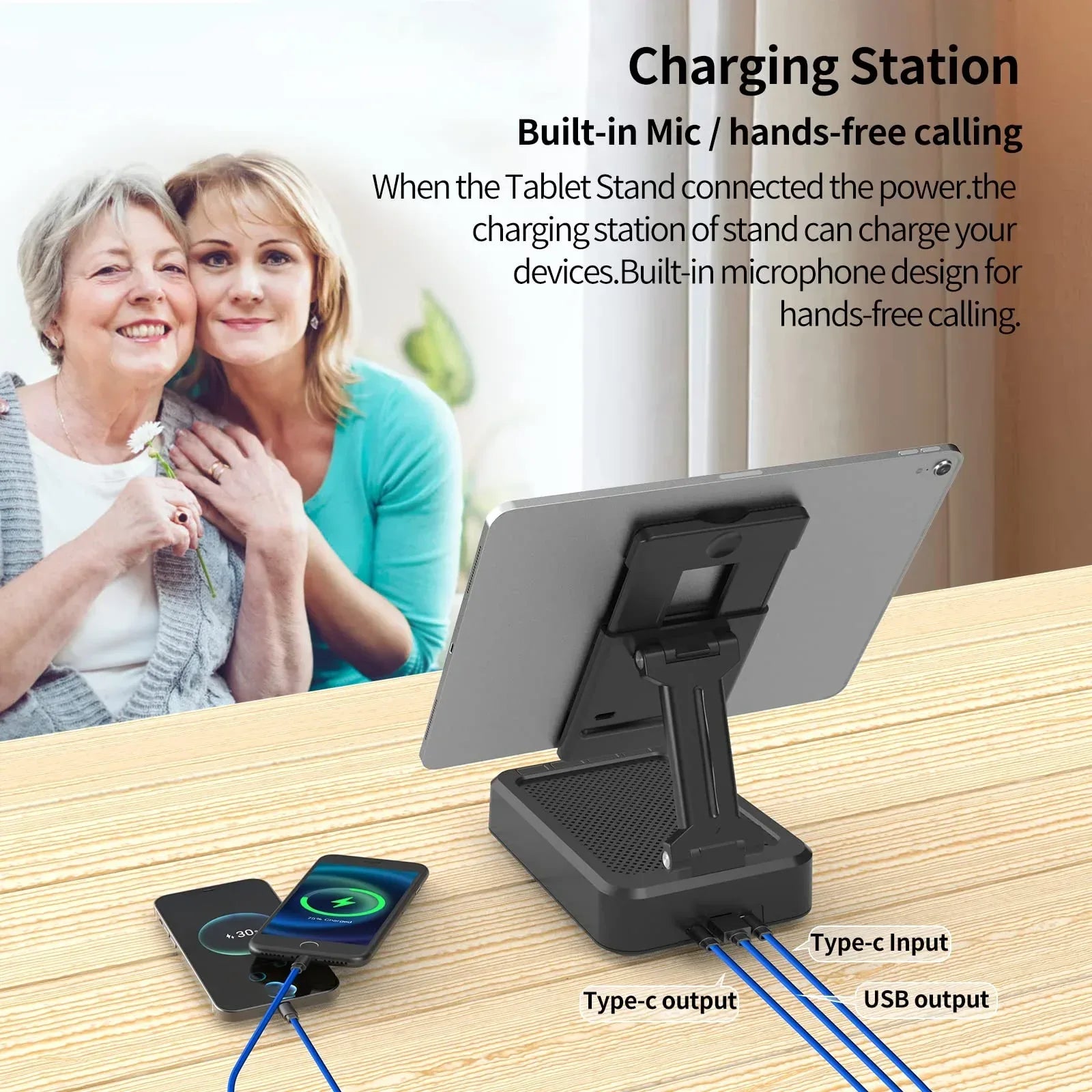 Cell Phone Stand with Wireless Bluetooth Speaker and Anti-Slip Base HD Surround Sound Perfect for Home and Outdoors with Bluetooth Speaker for Desk Compatible with iPhone/ipad/Samsung Galaxy - Unique Gift Market