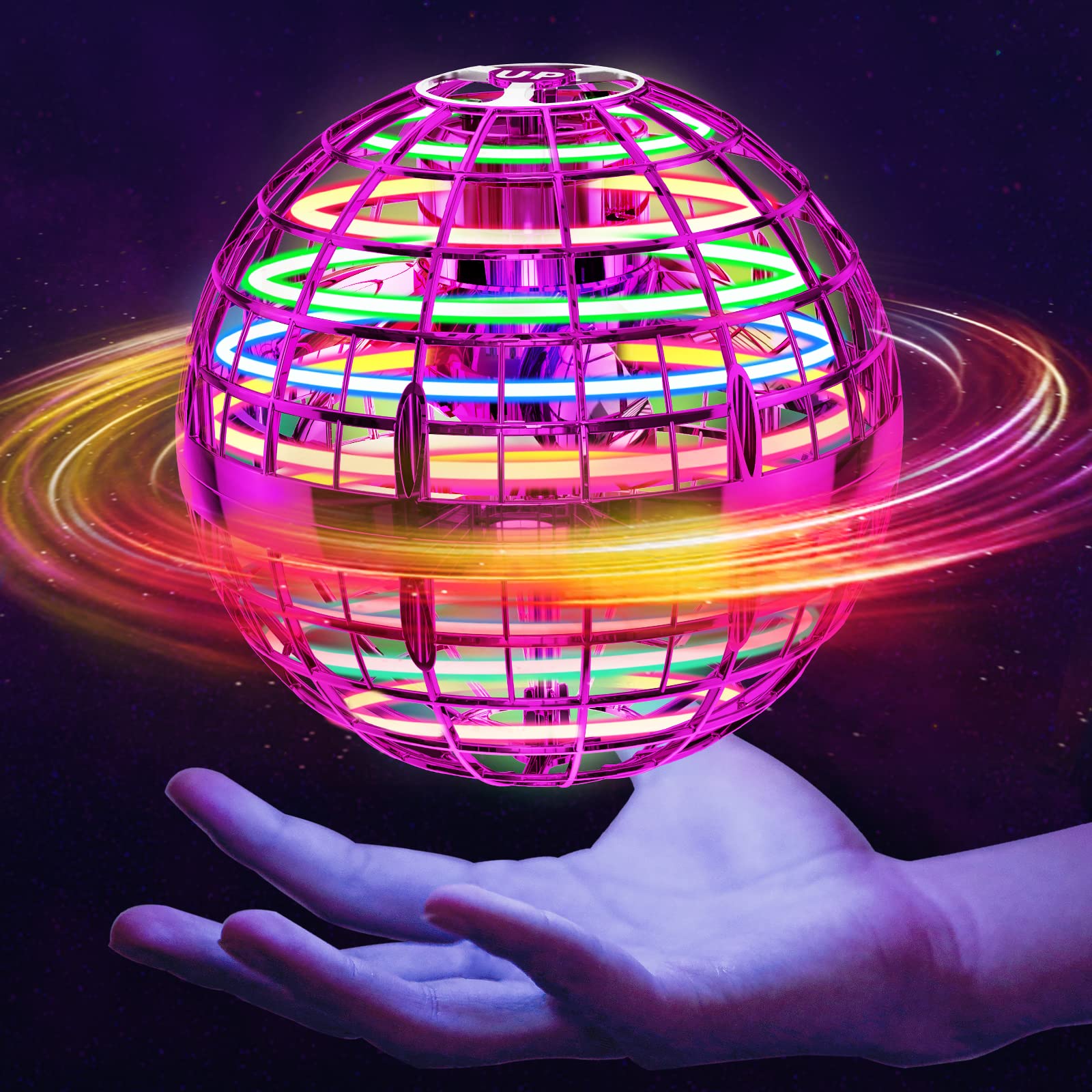 Flying Orb Ball (Blue, 2025 Upgraded) with Dazzling Lights, Magic Hover Spinner, Cool Boomerang Drone, Floating Cosmic Globe, Kids Toys Gifts for 6 7 8 9 10 Year Old Boys Girls