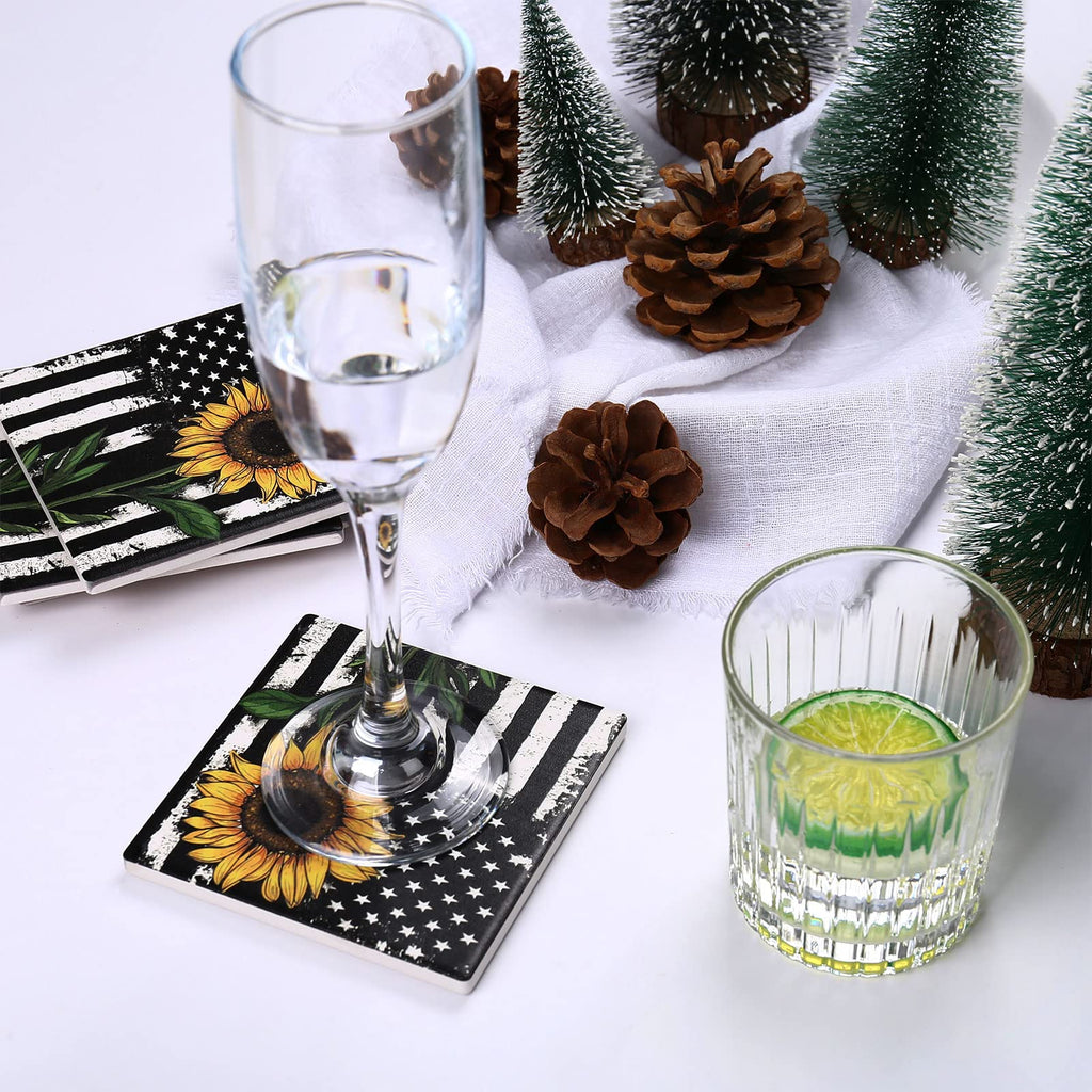 Funny Drink Coasters Ceramic Absorbent Coasters, Don't up The Table Unique Stone Drink Coaster with Cork Back for Coffee Table, Living Room, Family and Friends (Round-White, 6)