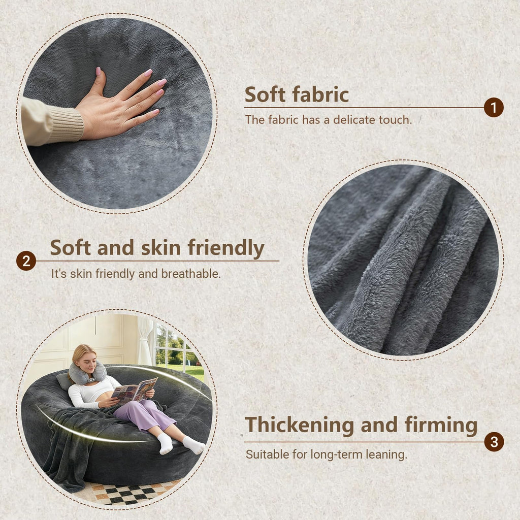 Big Beanbag Chairs for Adults ，6FT Bean Bag Chair with Filler Memory Foam Chair Super Soft Plush, Living Room Furniture, Suitable for bedrooms, Comfy Lounge Reading Chairs Birthday Gifts for Women Mom - Unique Gift Market