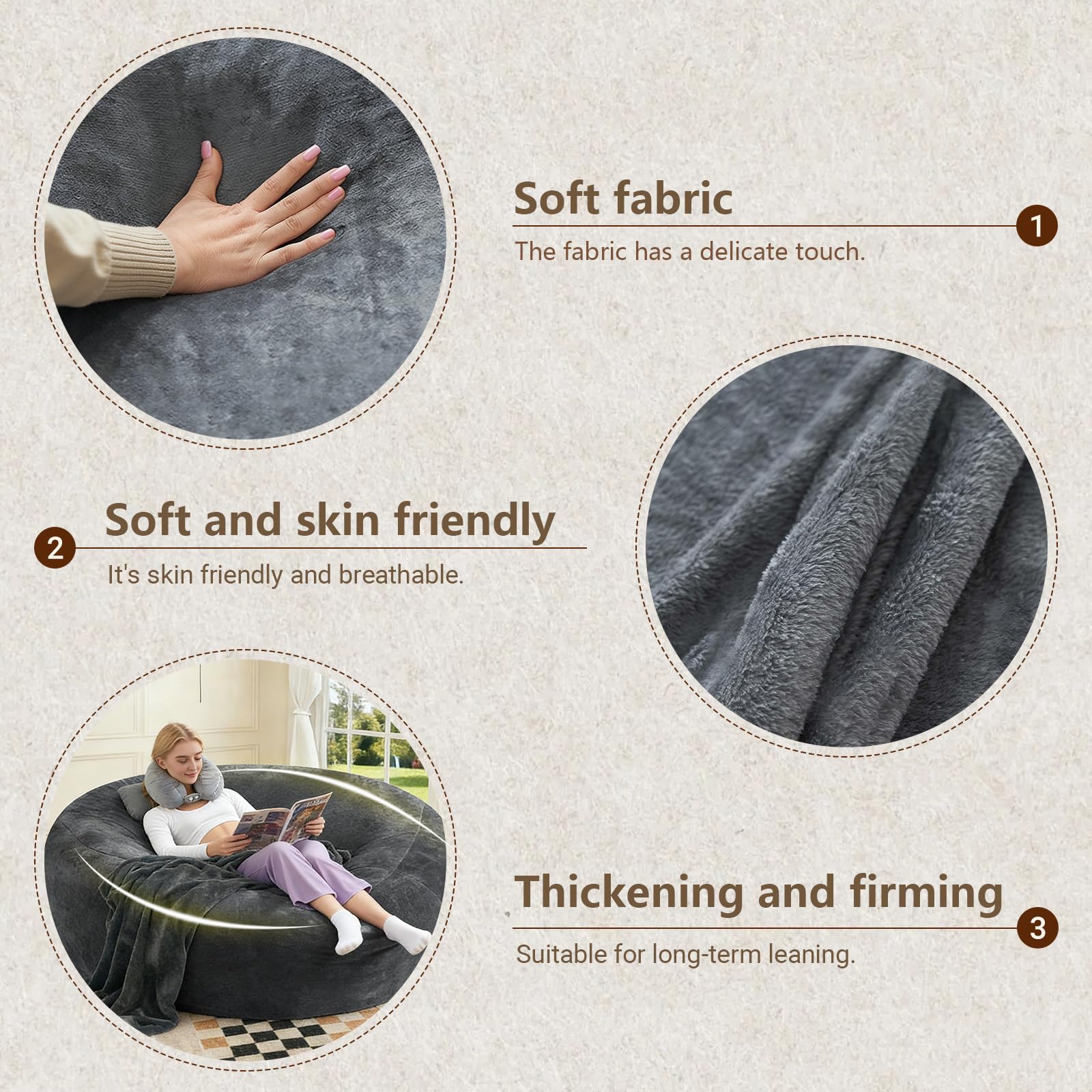 Big Beanbag Chairs for Adults ，6FT Bean Bag Chair with Filler Memory Foam Chair Super Soft Plush, Living Room Furniture, Suitable for bedrooms, Comfy Lounge Reading Chairs Birthday Gifts for Women Mom - Unique Gift Market