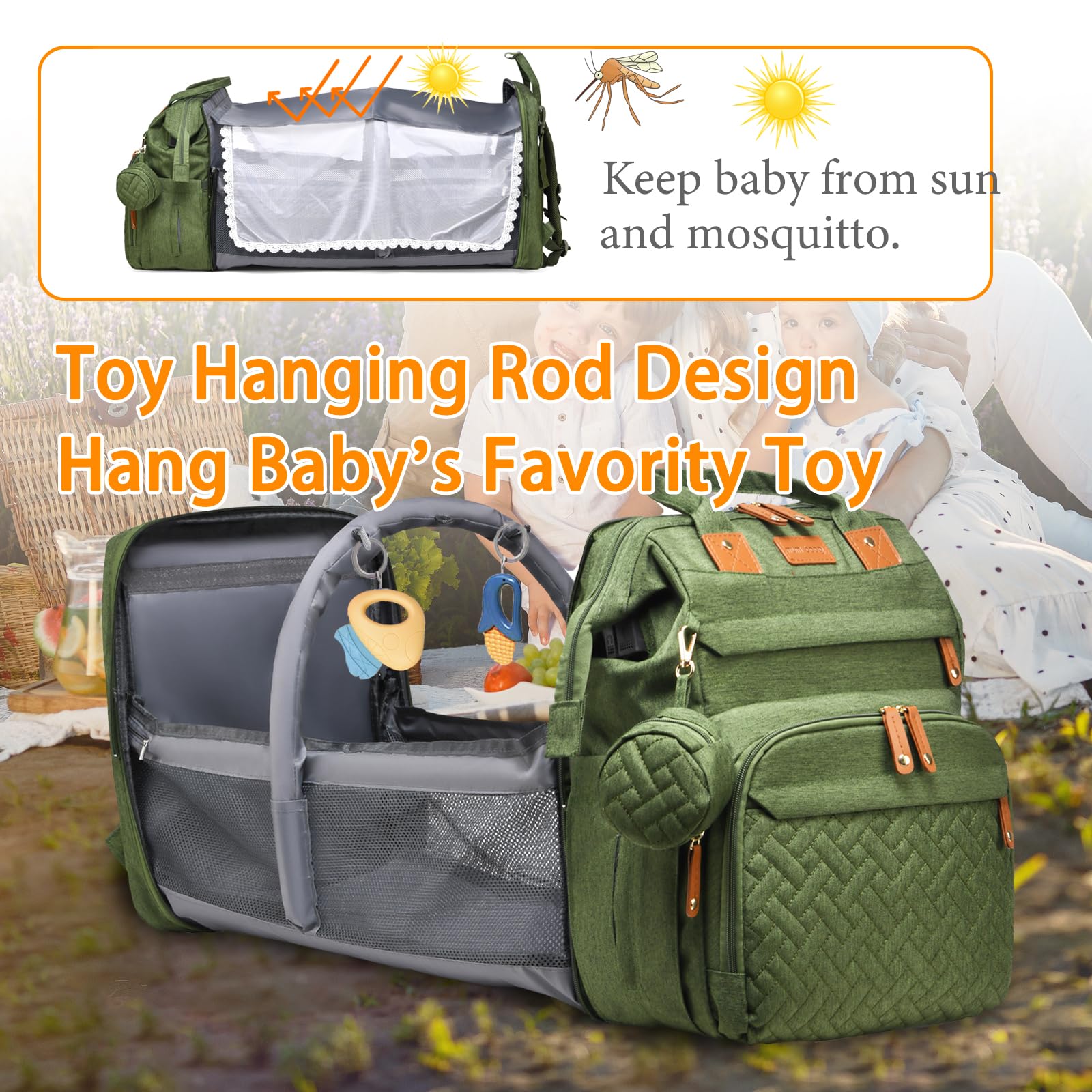 Baby Diaper Bags with Changing Station, Waterproof Diaper Bag Backpack for Moms Dads with USB Charging Port, Baby Shower Gifts, Large Capacity diaper backpack, Grey