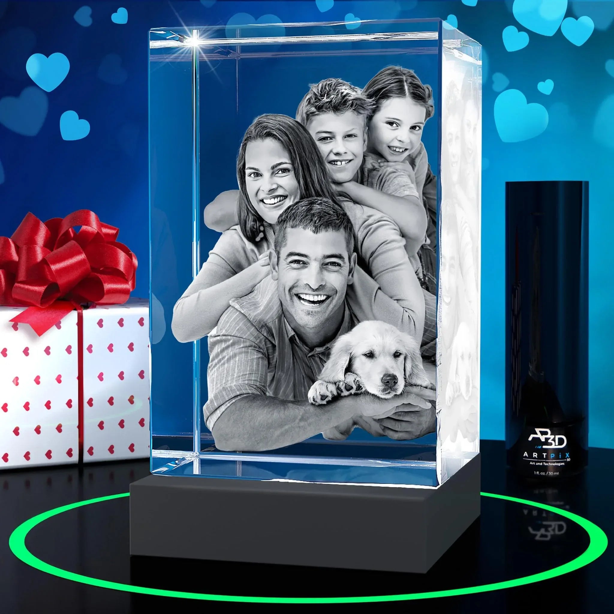 ArtPix 3D Crystal Photo, Valentines Day Personalized Gifts for Women, Wife, Men, Her, Him, Great V-Day Custom Gift With Your Own Photo, Customized Glass 3D Laser Etched Picture Wedding - Unique Gift Market