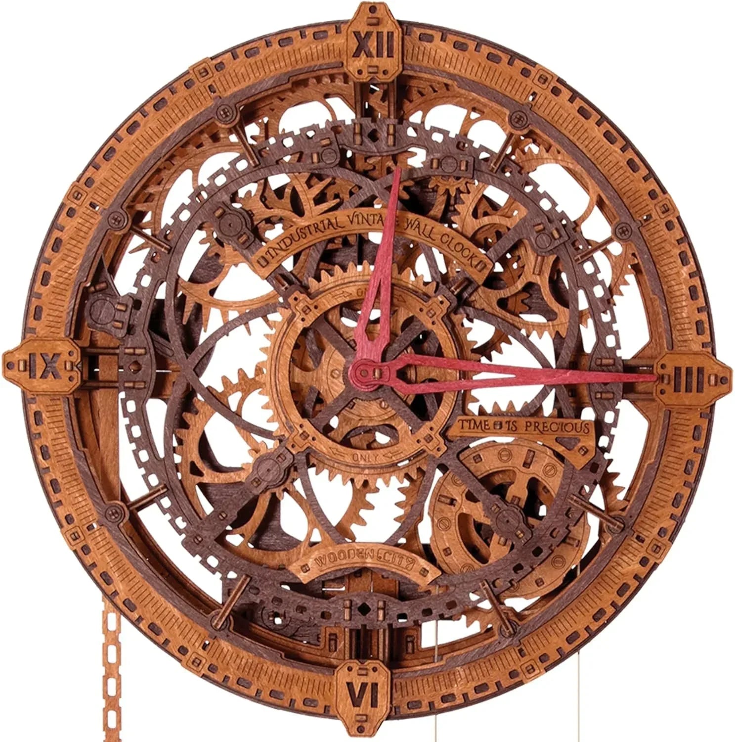 WOODEN.CITY Steampunk 3D Puzzle Clock – DIY Mechanical Wall Clock Kit for Adults – Unique Engineering Gift and Vintage Décor - 3D Wooden Puzzles for Adults - Unique Gift Market