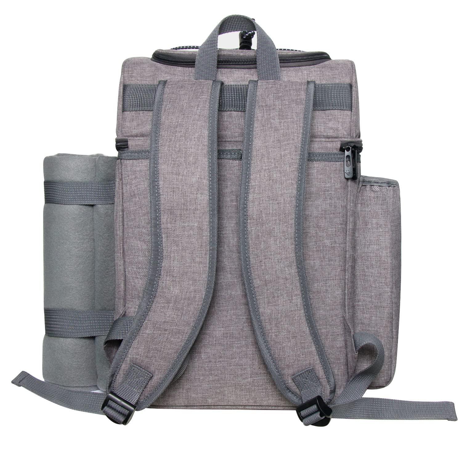 Hap Tim Picnic Basket Backpack for 2 Person with 2 Insulated Cooler Compartment, Wine Holder, Fleece Blanket, Cutlery Set, Wedding Gifts for Couples, Bridal Shower Gifts, Engagement Gifts - Unique Gift Market