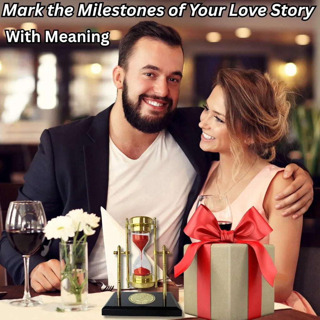 GUAAFA My Love Brass Sandtimer ClockCompass | Romantic Gift for Men Women, Husband Wife, Boyfriend Girlfriend - Engraved Quote - Unique Gift Market