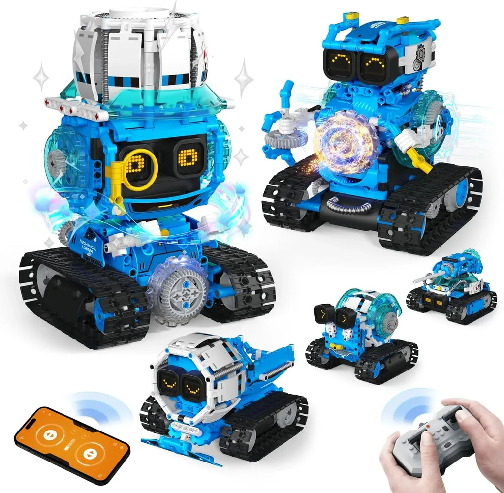5 in 1 STEM Robot Building Toys for Boys Age 8-13, 494PCS Remote & App-Controlled Set Educational Coding Toy, Kids DIY Sound & Light Interactive Science Sets, Gift for Boys Girls 10-12 - Unique Gift Market