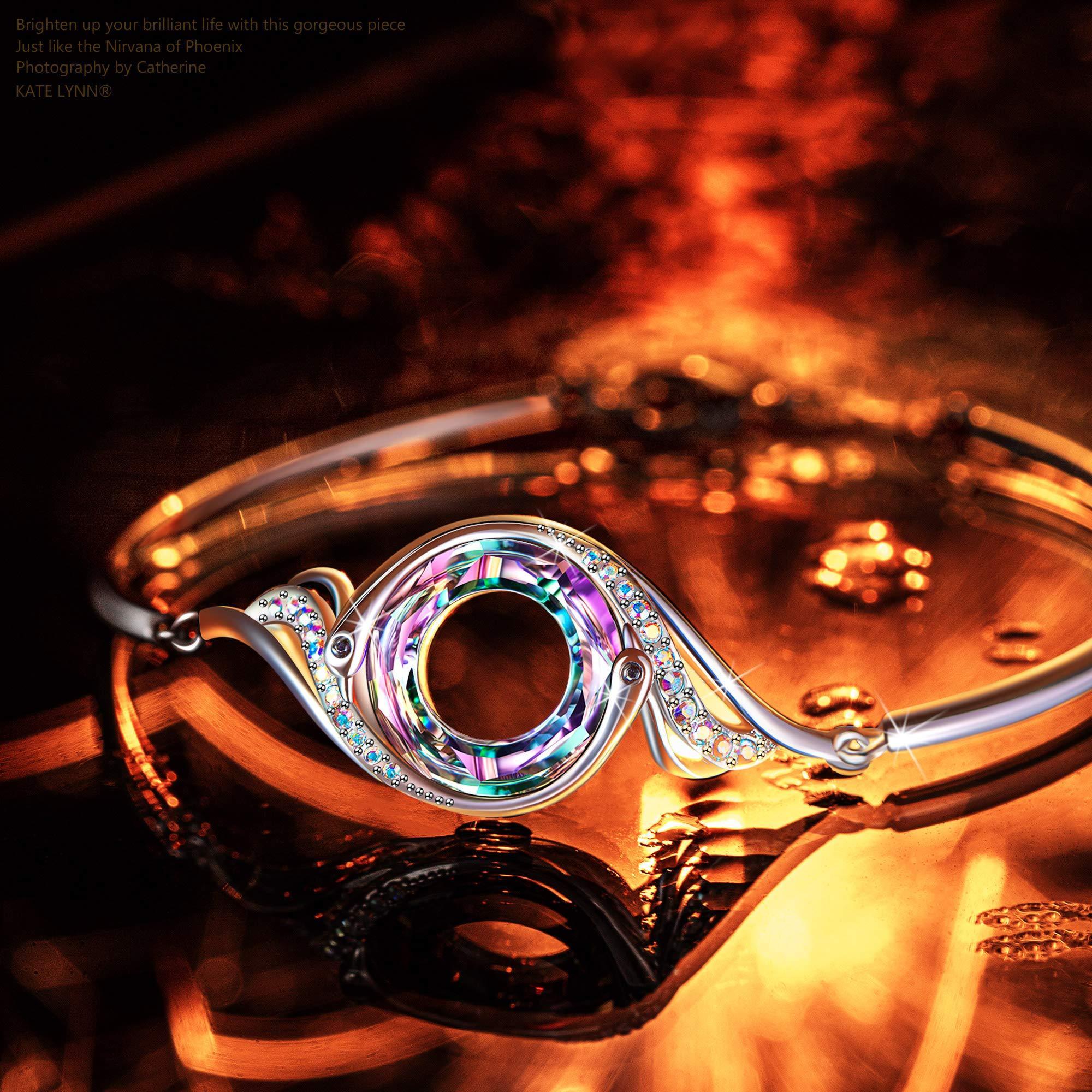 Kate Lynn "Rise From the Ashes" Phoenix Bracelet Made with Crystals from Austria, Adjustable Bangle Bracelet for Women 7"+2", Packaged with Jewelry Box, Birthday Gift for Women, Symbol of Luck and Renewal - Unique Gift Market