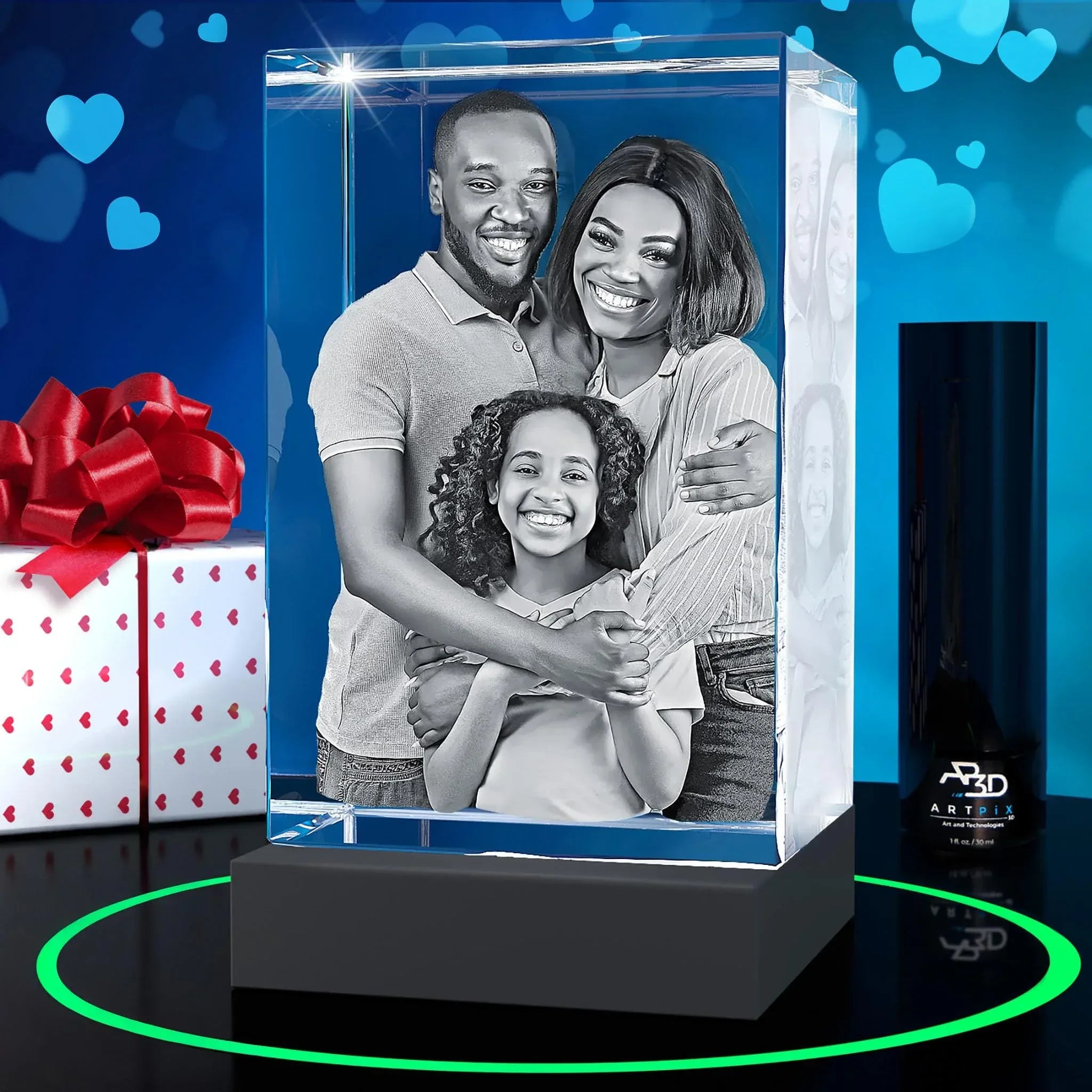 ArtPix 3D Crystal Photo, Valentines Day Personalized Gifts for Women, Wife, Men, Her, Him, Great V-Day Custom Gift With Your Own Photo, Customized Glass 3D Laser Etched Picture Wedding - Unique Gift Market