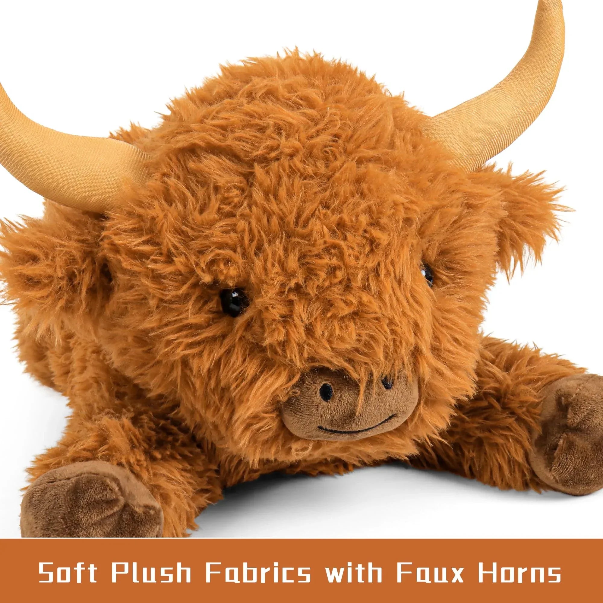 Wepop 5lbs Highland Cow Weighted Stuffed Animals, 22in Giant Highland Cow Gift Plush Toy,Adorable Stuffed Animal for Kids and Adults Highland Cattle Plushie Pillow Decor - Unique Gift Market