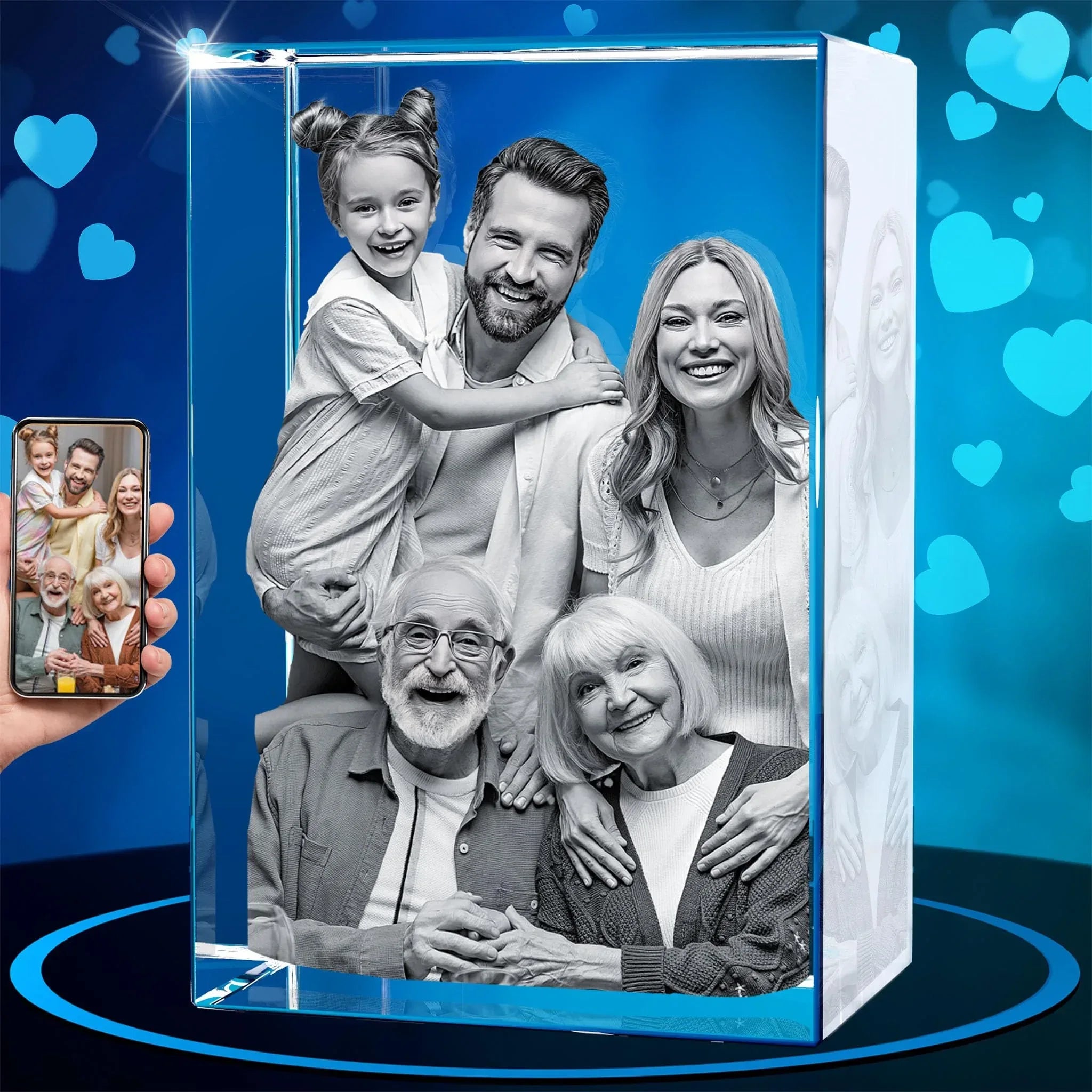 ArtPix 3D Crystal Photo, Valentines Day Personalized Gifts for Women, Wife, Men, Her, Him, Great V-Day Custom Gift With Your Own Photo, Customized Glass 3D Laser Etched Picture Wedding - Unique Gift Market