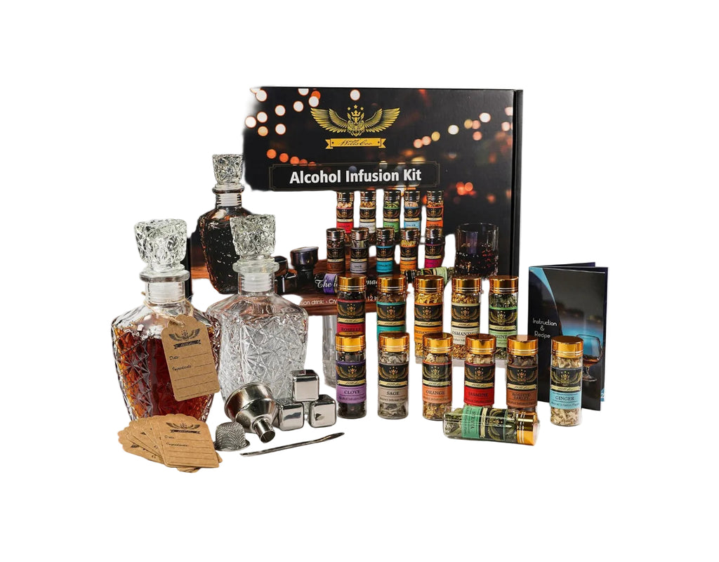 Alcohol Infusion Kit for Infusing Whiskey, Gin, Vodka, Tequila, Rum - DIY Your Own Flavored Spirits with Natural Ingredients - Anniversary, Birthday Gift for Men, Husband - Unique Gift Market