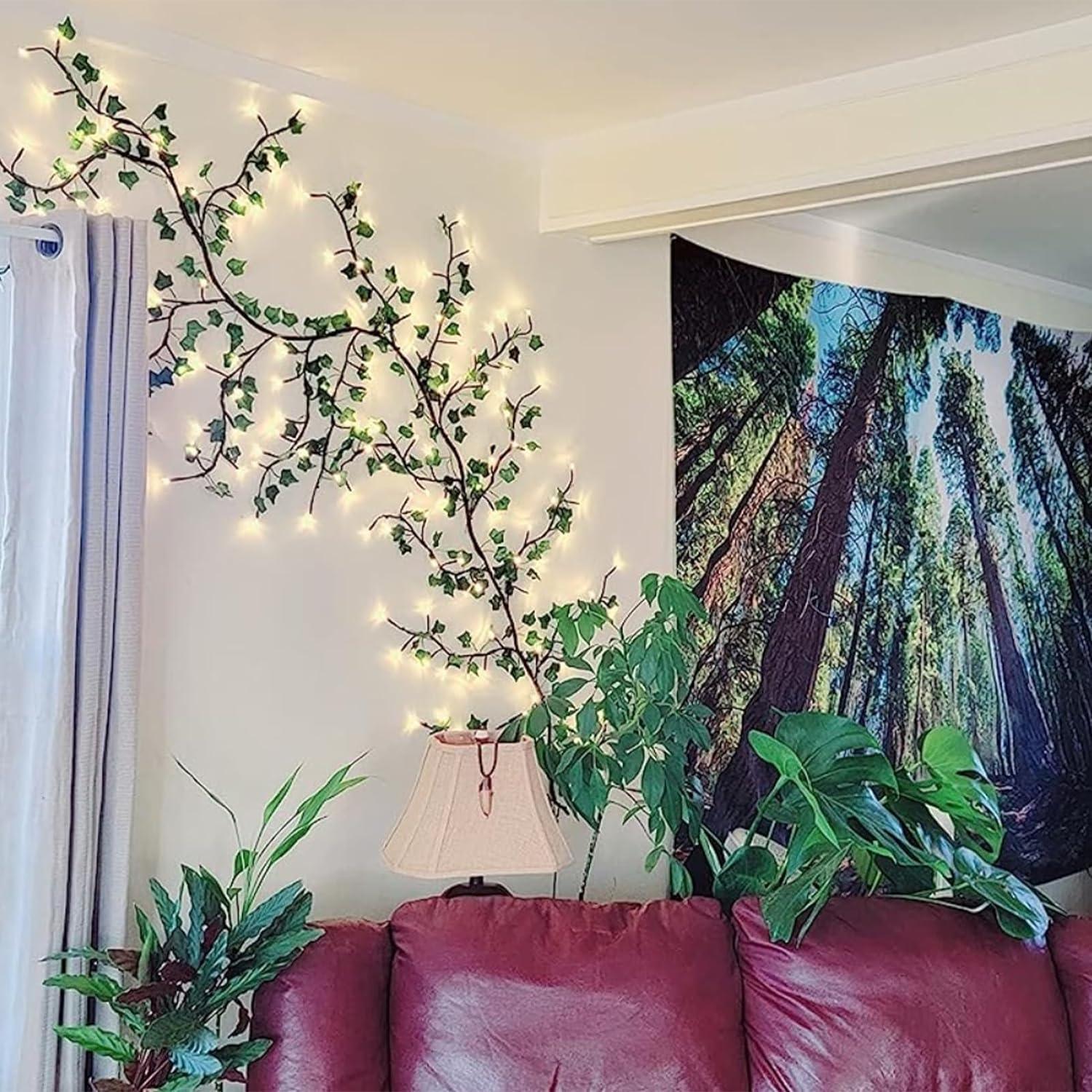 2PCS Enchanted Willow Vine Lights for Home Decor,Flexible DIY Lighted Branches with Remote On/Off Timer Dimmer,7.5FT Lighted Willow Vine 144LEDs for Bedroom Aesthetic Living Room Decor,Brown - Unique Gift Market