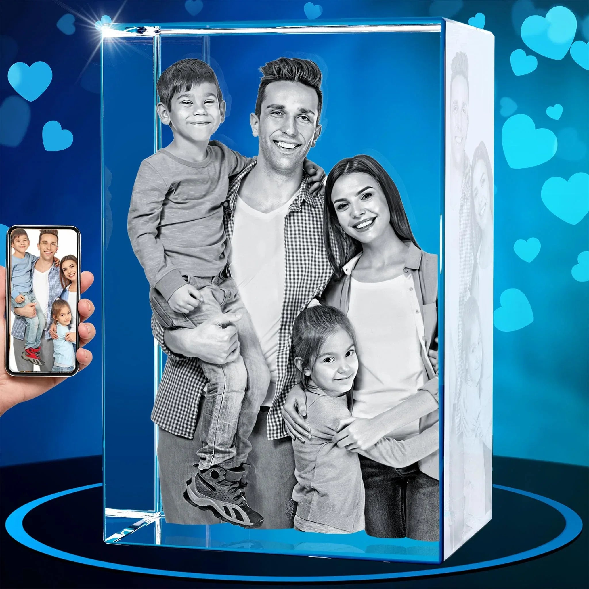 ArtPix 3D Crystal Photo, Valentines Day Personalized Gifts for Women, Wife, Men, Her, Him, Great V-Day Custom Gift With Your Own Photo, Customized Glass 3D Laser Etched Picture Wedding - Unique Gift Market