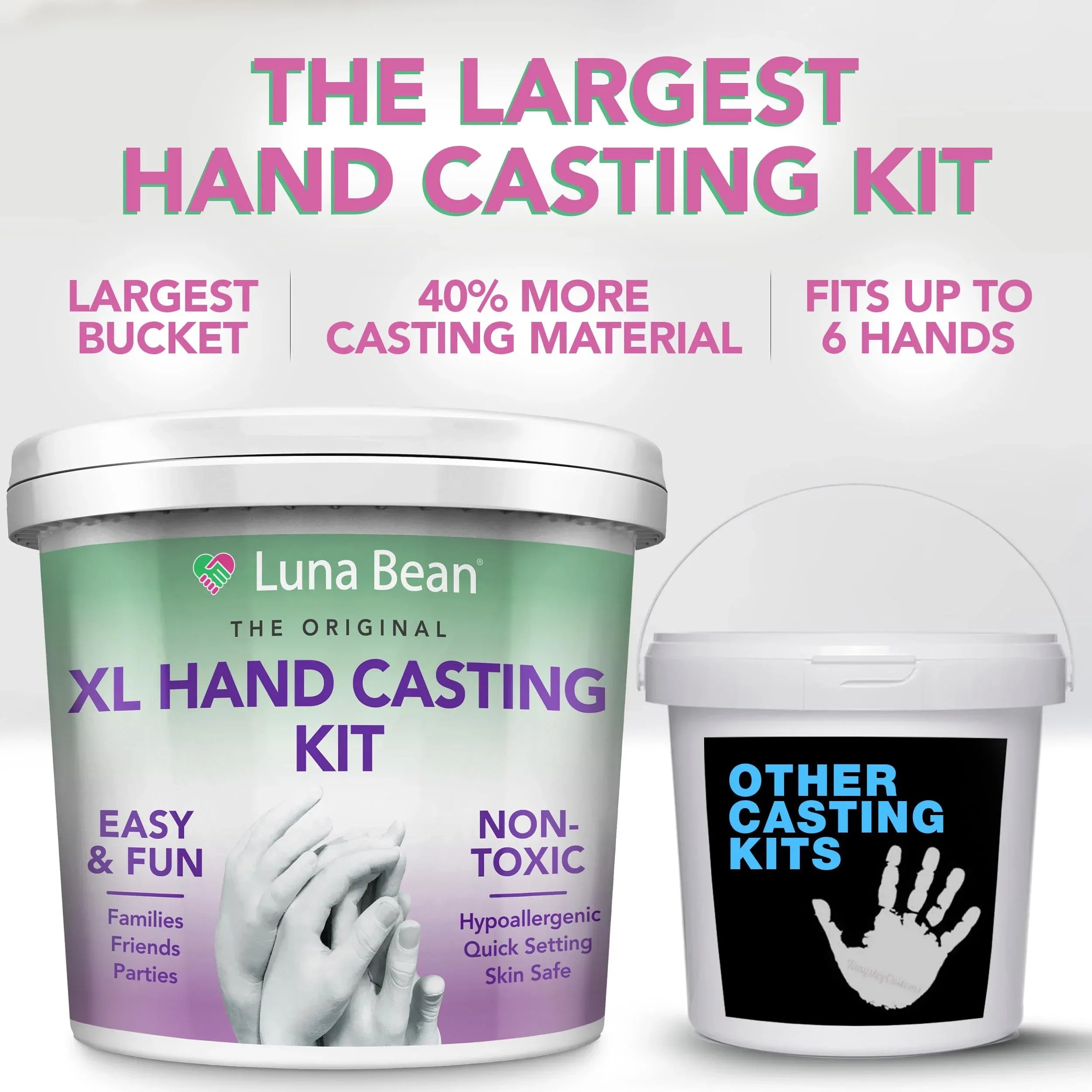 Luna Bean Hand Casting Kit – The Original Hand Mold Kit for Couples – Valentines Day Gifts for Her and Him - Anniversary Engagement Gifts for Women Men Mom Wife Boyfriend Girlfriend Wedding Bridal - Unique Gift Market