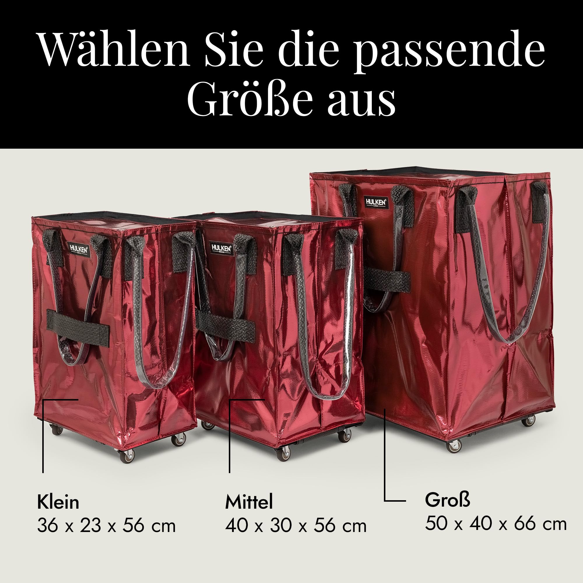 (Medium, Rose Gold) Reusable Grocery Bag On Wheels, Shopping Trolley, Rolling Tote, Zipper Closure, Lightweight, Carries Up to 66 lb, Folds Flat, Unbreakable Handles