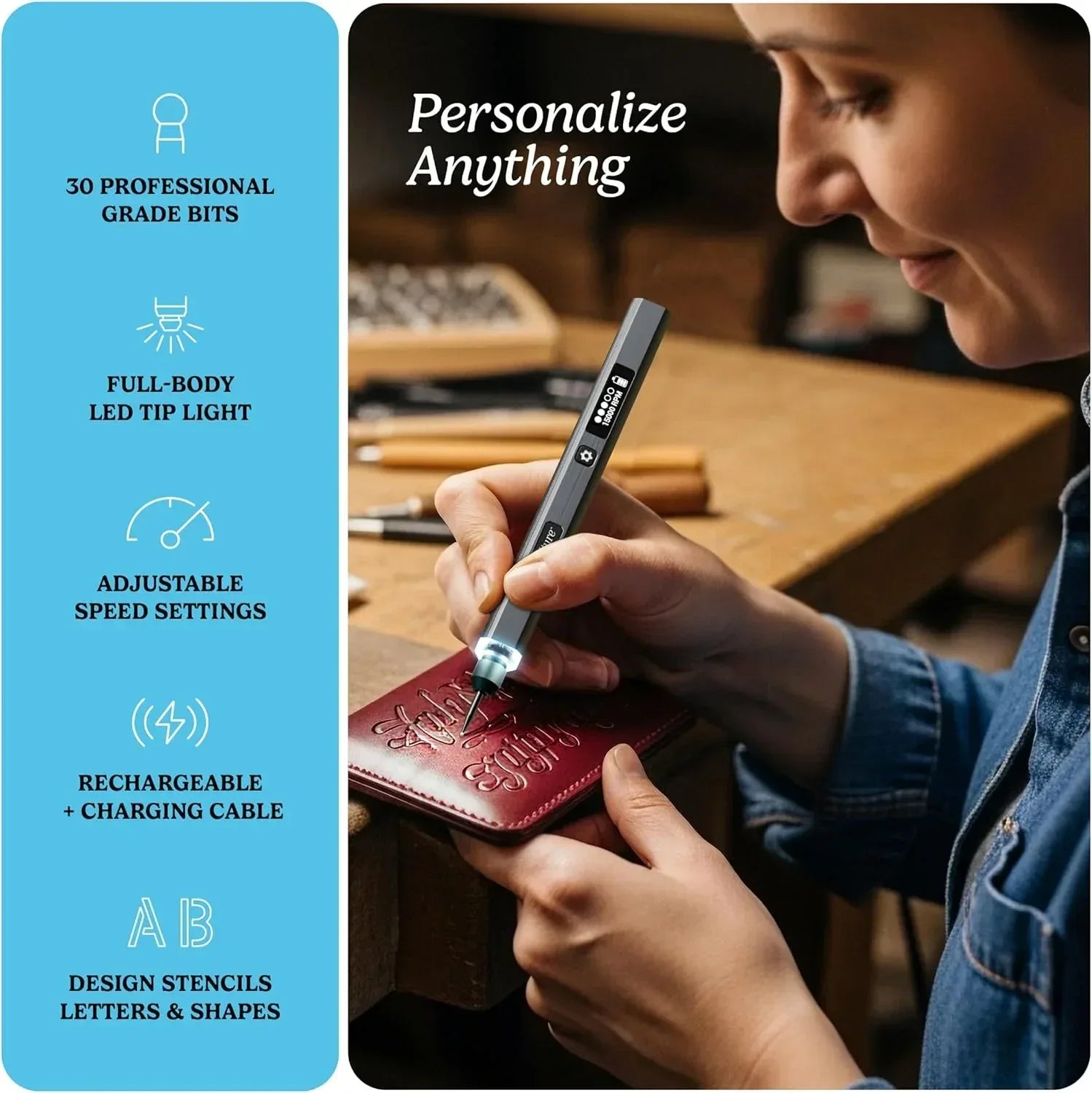 EtchMate Engraving Pen for Metal, Wood, Glass, Plastic & All Materials - Engraver Pen Tool - Teen Boy Gifts - Unique Gifts for Women, Teenage Girl - Cool Easter Gift Ideas - Craft Kits for Adults - Unique Gift Market
