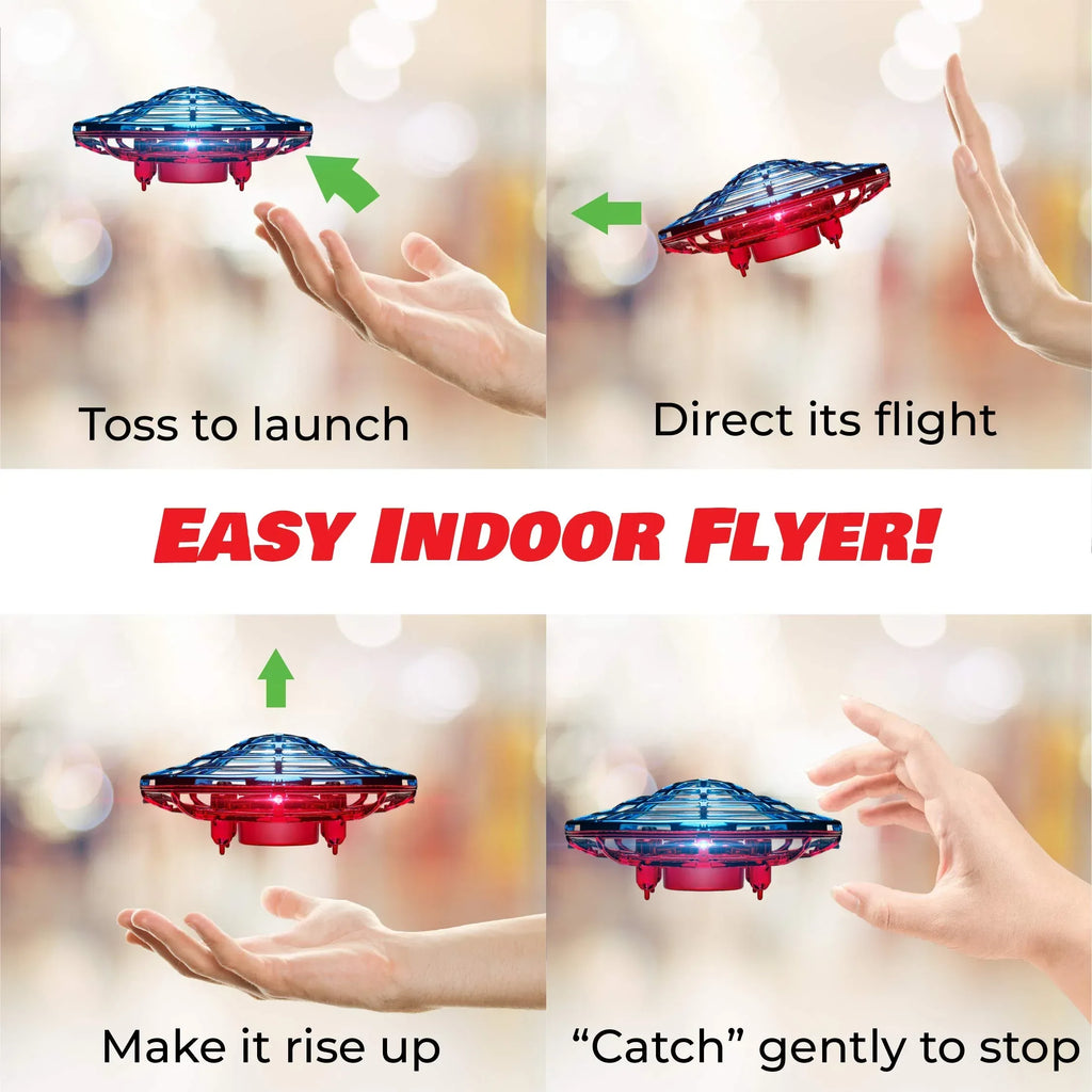 Force1 Scoot Hand Operated Drone for Kids or Adults - Hands Free Motion Sensor Mini Drones, Easy LED Indoor Rechargeable UFO Toy Flying Orb Ball Drone Toys for Boys and Girls (Blue) - Unique Gift Market