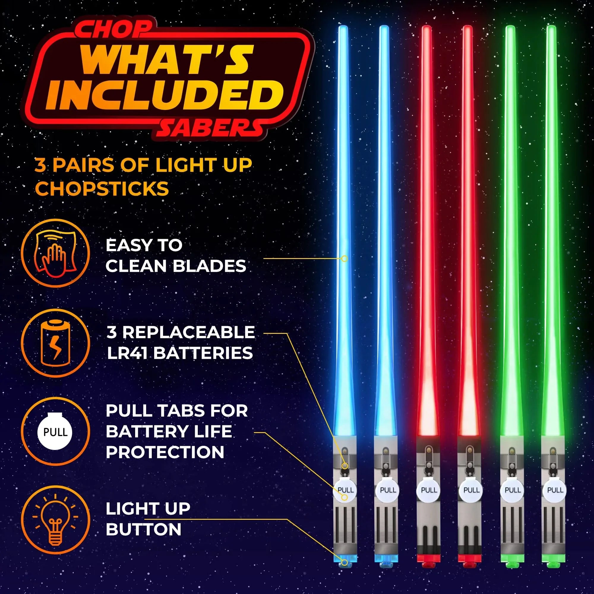 Lightsaber Led Light Up Chopsticks (1 Pair, Blue) - Unique Gift Market