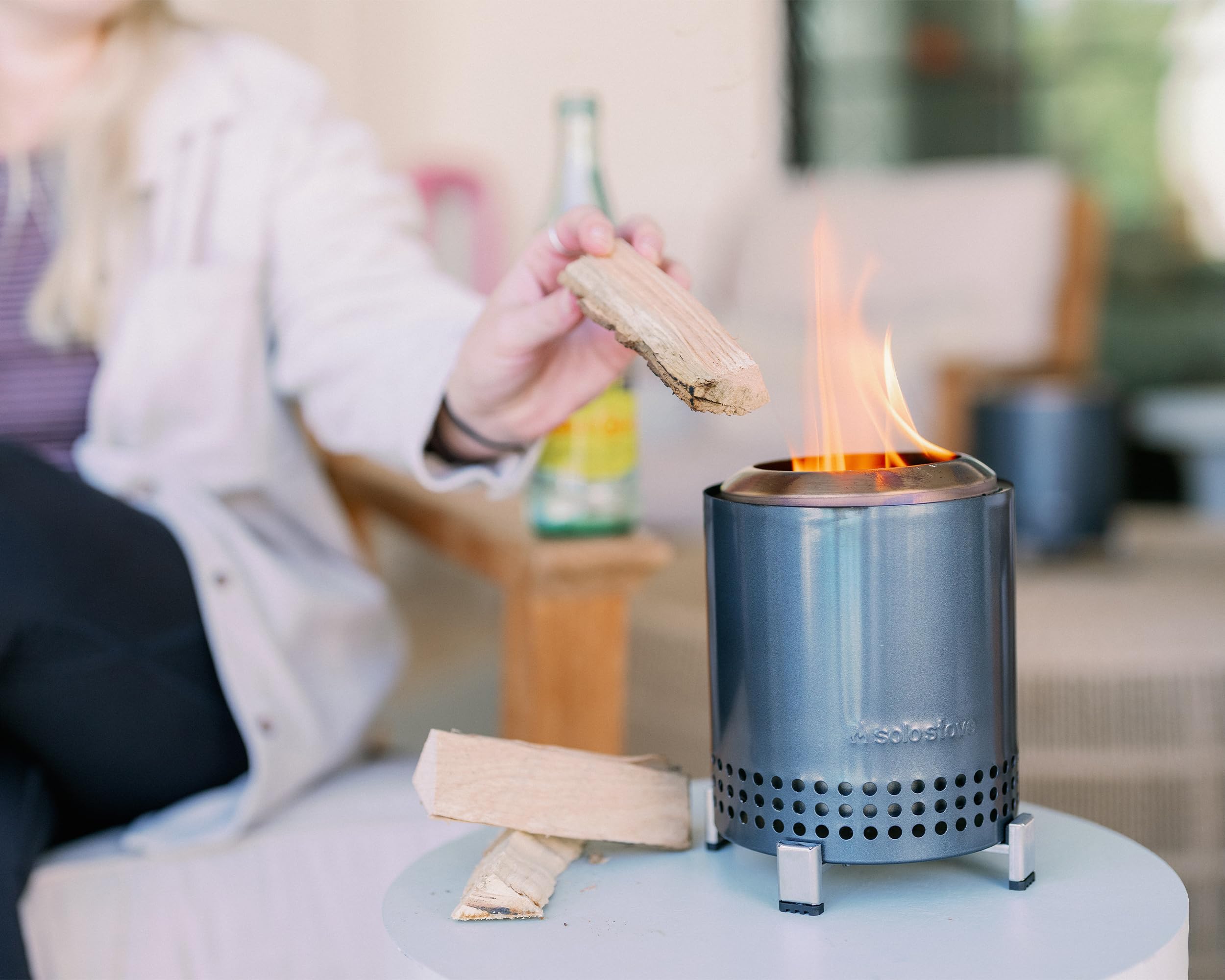 Solo Stove Mesa XL, 7 Inch Tabletop Fire Pit with Stand - Smokeless, Stainless Steel Fire Pit for Camping, Outdoor & Patio- Wood Burning or Pellet Fueled Portable Bonfire, 2.3lbs, Ash