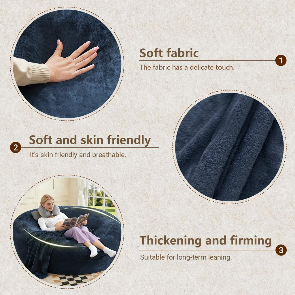 Big Beanbag Chairs for Adults ，6FT Bean Bag Chair with Filler Memory Foam Chair Super Soft Plush, Living Room Furniture, Suitable for bedrooms, Comfy Lounge Reading Chairs Birthday Gifts for Women Mom