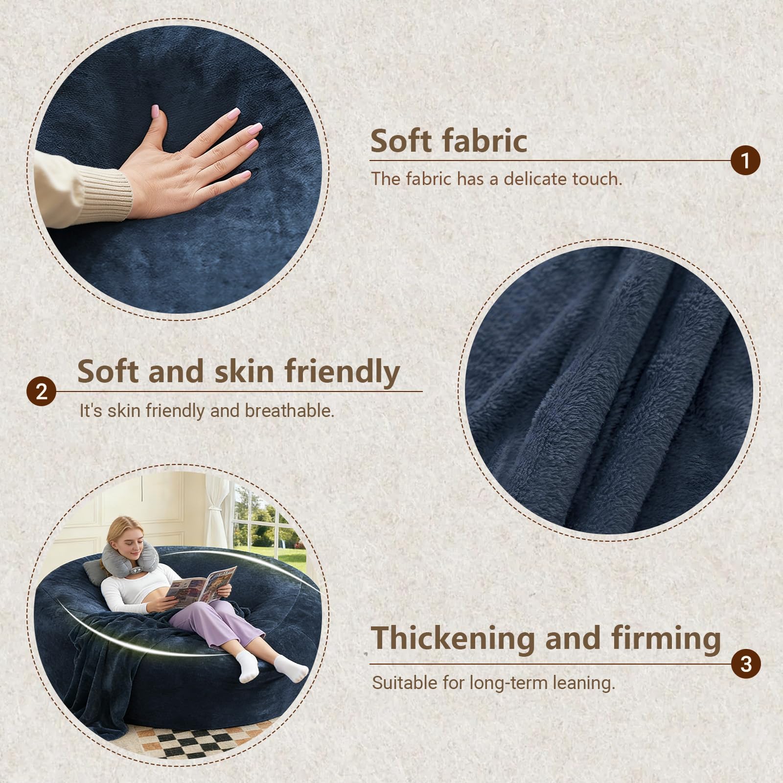 Big Beanbag Chairs for Adults ，6FT Bean Bag Chair with Filler Memory Foam Chair Super Soft Plush, Living Room Furniture, Suitable for bedrooms, Comfy Lounge Reading Chairs Birthday Gifts for Women Mom