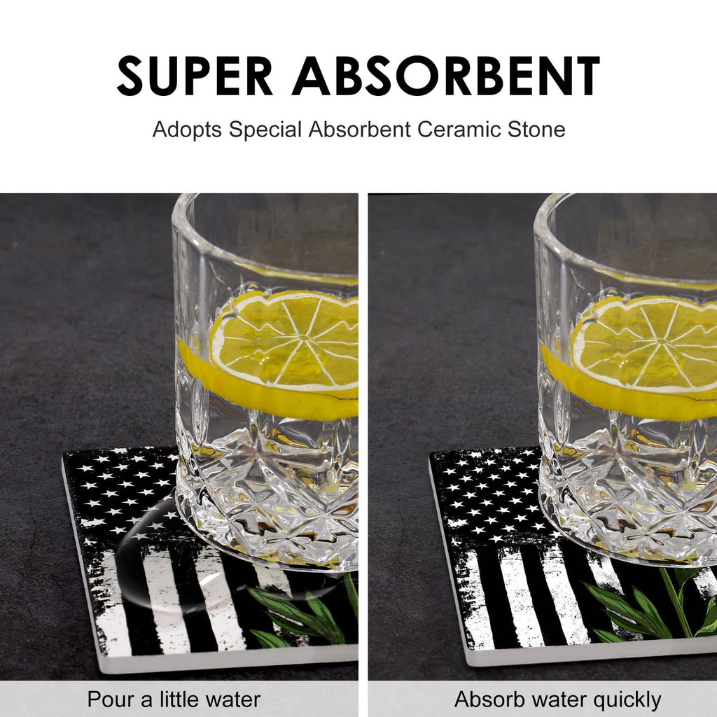 Funny Drink Coasters Ceramic Absorbent Coasters, Don't up The Table Unique Stone Drink Coaster with Cork Back for Coffee Table, Living Room, Family and Friends (Round-White, 6)