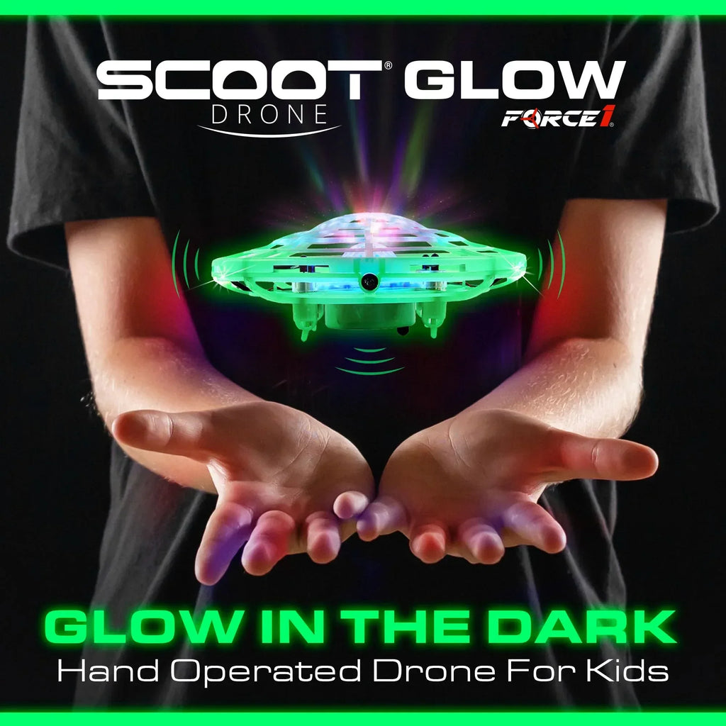 Force1 Scoot Hand Operated Drone for Kids or Adults - Hands Free Motion Sensor Mini Drones, Easy LED Indoor Rechargeable UFO Toy Flying Orb Ball Drone Toys for Boys and Girls (Blue) - Unique Gift Market
