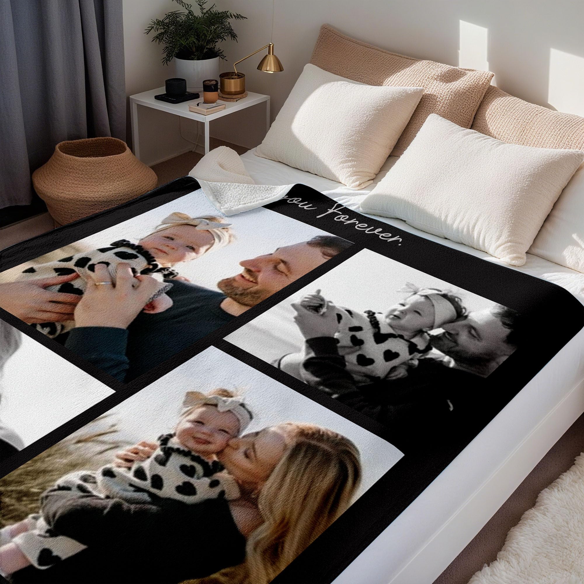 DayOfShe Ships Next Day, Personalized Photo Blankets for Girlfriend Gifts Mom Gifts, Custom Wife Blankets with Picture Flannel Throw Blanket for Boyfriend Couples Gifts