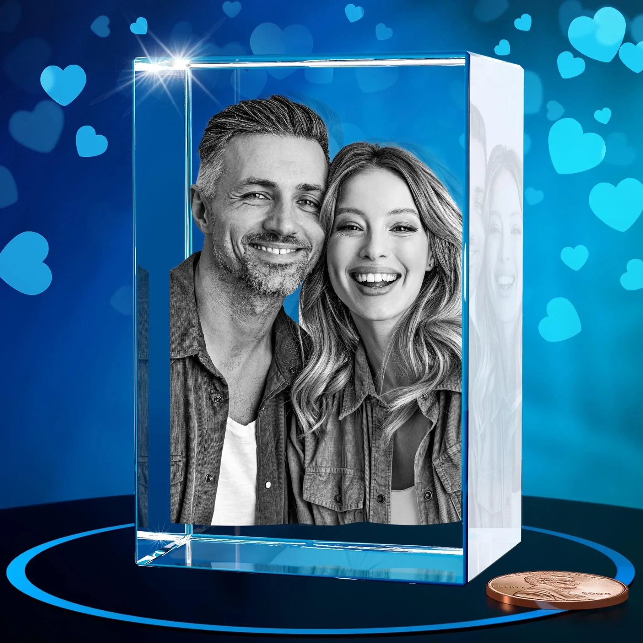ArtPix 3D Crystal Photo, Valentines Day Personalized Gifts for Women, Wife, Men, Her, Him, Great V-Day Custom Gift With Your Own Photo, Customized Glass 3D Laser Etched Picture Wedding - Unique Gift Market
