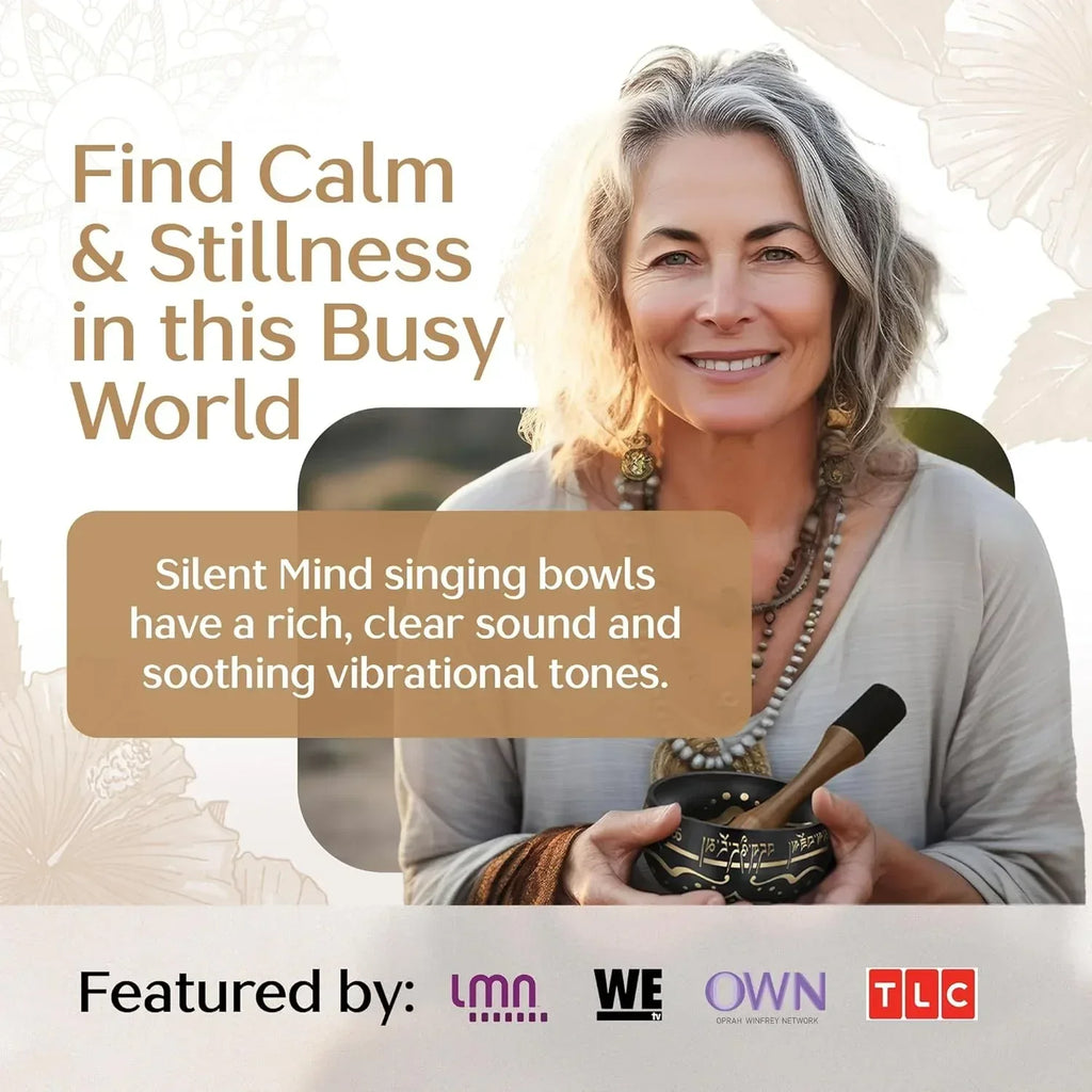 Silent Mind Tibetan Singing Bowl Set – Easy to Play & Beginner Friendly Meditation Bowl with Cushion & Mallet | Stress Relief and Mindfulness | Gift-Ready - Unique Gift Market