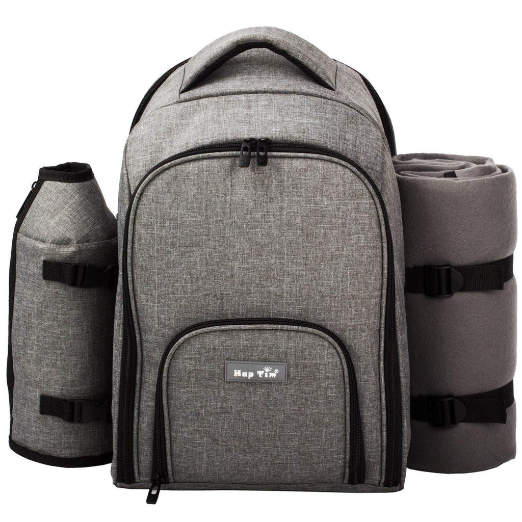 Hap Tim Picnic Basket Backpack for 2 Person with 2 Insulated Cooler Compartment, Wine Holder, Fleece Blanket, Cutlery Set, Wedding Gifts for Couples, Bridal Shower Gifts, Engagement Gifts - Unique Gift Market