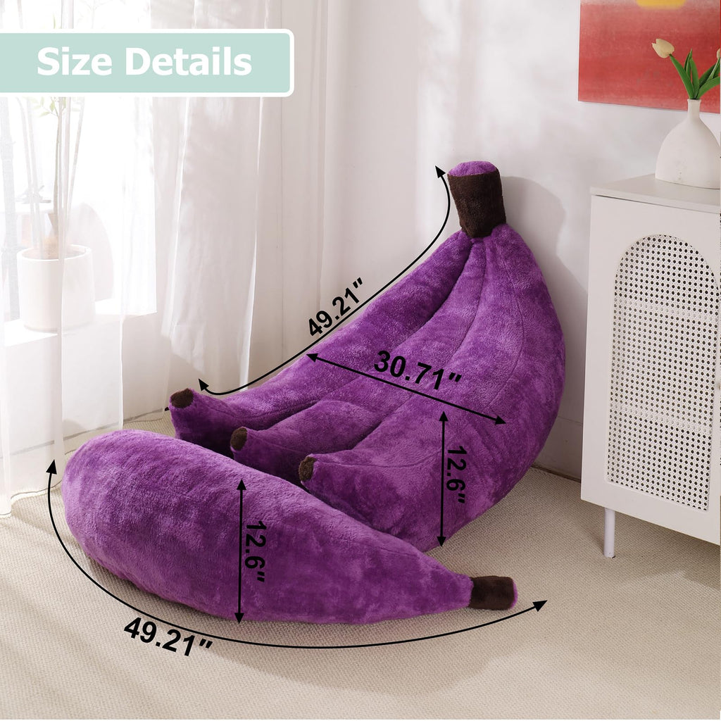 Banana Bean Bag Chair with Ottoman, Floor Sofa Bed with Footrest, Comfy Convertible Lounger for Teens & Adults, Plush Couch for Bedroom, Living Room or Dorm, M-Yellow