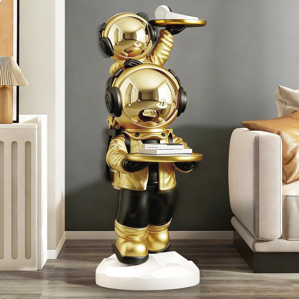 Astronaut Statue, Spaceman Sculpture, Home Decor Sculpture, Cool Metal mask Decoration, Large Spaceman Figurine Decoration