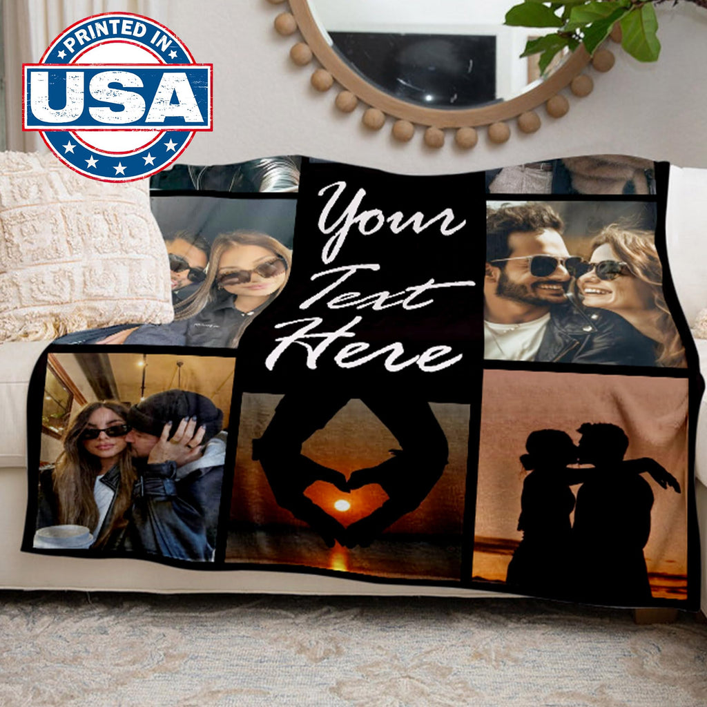 DayOfShe Ships Next Day, Personalized Photo Blankets for Girlfriend Gifts Mom Gifts, Custom Wife Blankets with Picture Flannel Throw Blanket for Boyfriend Couples Gifts