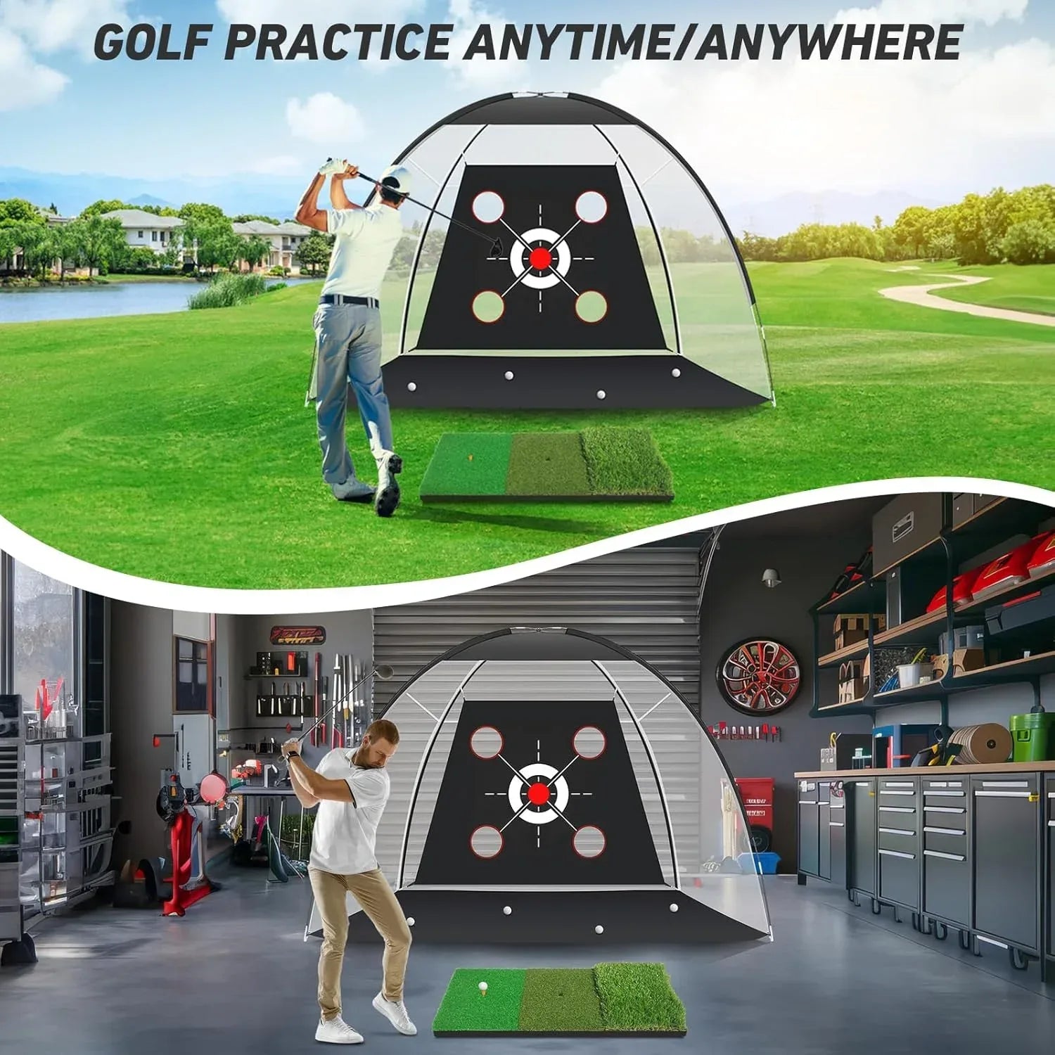 Golf Net with Practice Mat,Golf Hitting Aid Nets 10x7FT for Backyard Driving Chipping Training Swing with Target Mat Balls for Outdoor Indoor，Gifts for Men Dad Him and Golfer - Unique Gift Market