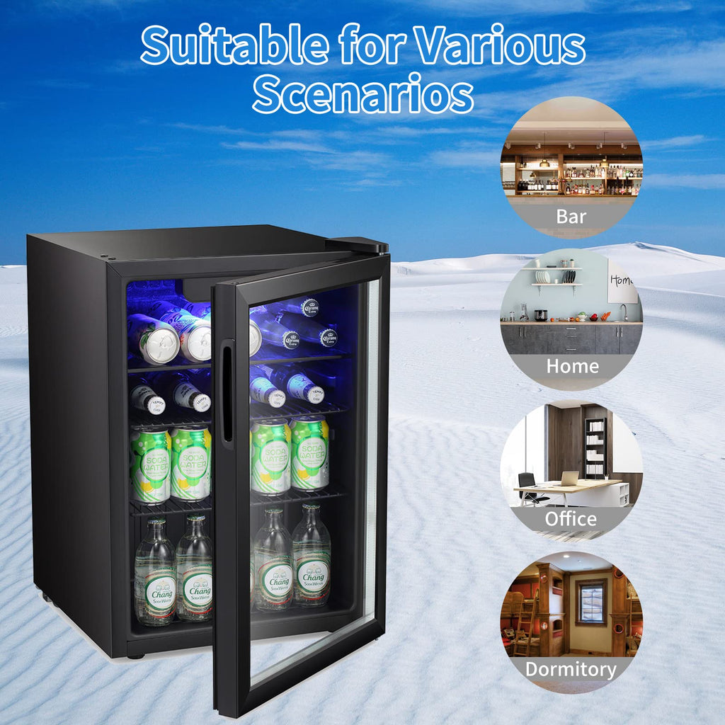 Antarctic Star 18L Beverage Refrigerator Cooler 24Can, Mini Fridge with Quiet Compressor, LED Light,Freestanding Small Fridge with Electronic Temperature Control for Home and Bar(40-61 ℉)