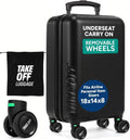 Take OFF Luggage Personal Item Suitcase 3.0 – Small Carry On Luggage with Wheels for Budget Airlines – Under the Seat Luggage with Removable Wheels – With TSA Lock and Toiletry Pouch – 18x14x8, Black - Unique Gift Market